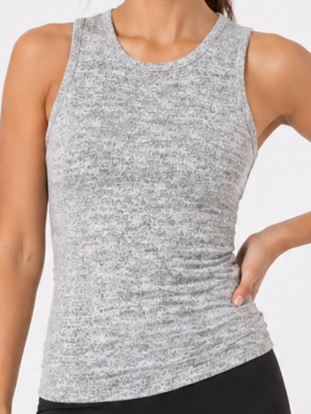 BANANA REPUBLIC Hi Low Knit Tank Top Marled Gray XS
